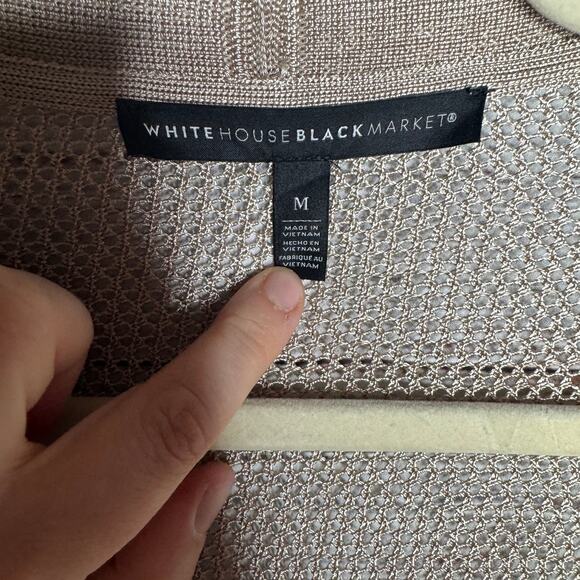 White House Black Market Women’s Open Front Long Cardigan Sweater Tan Beige M - Picture 2 of 3